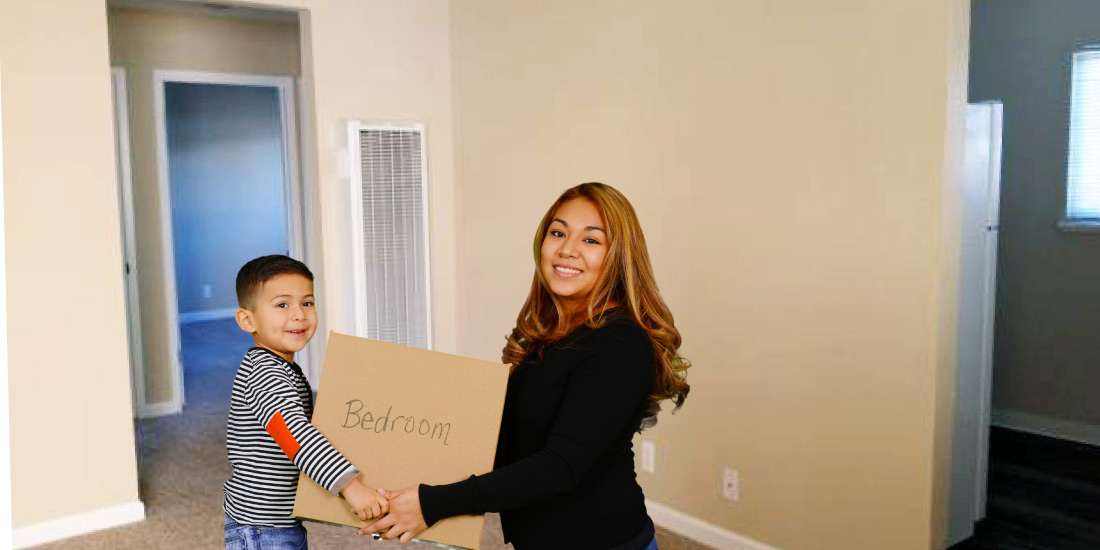 Mother and Son in Bedroom
